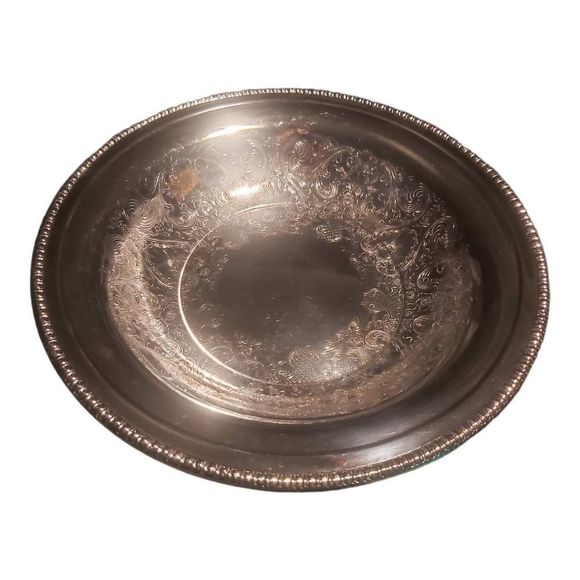 "Anchor-Rogers-Anchor" Silverplated Shallow Bowl Floral Pattern #4335 - Picture 1 of 7